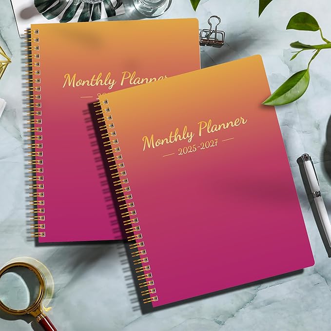 Monthly Planner 2026-2027 Calendar Planner with Hardcover from JAN 2026 - June 2027, 8.5" x 11", 18 Months for School Office Home Planning, Pinkish-Orange