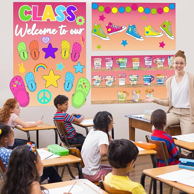 Pink and Orange Color Wash Bulletin Board Paper Roll Bulletin Board Background Paper Back to School Classroom Decor Poster for Art Craft DIY Projects Home Office Classroom Party Supplies 17.7in x 20ft