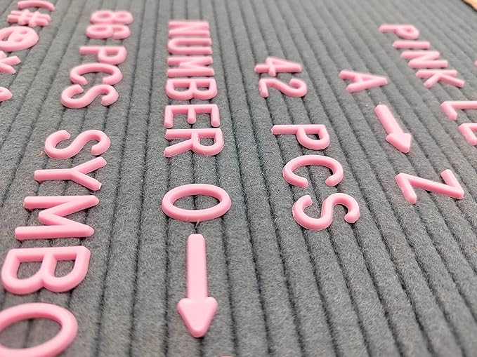 Felt Letter Board Letters Sets - Pre-cut 340pcs 3/4 Inch(0.75") Pink Letters with Canvas Bag(No Board Included)