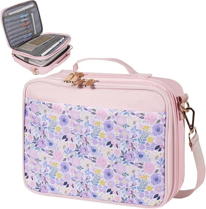 Bible Bag for Girls with 2 Separate Compartments, 600D Oxford Durable case, Fits up to 10.6” Bible, Floral Gift | Two Compartments
