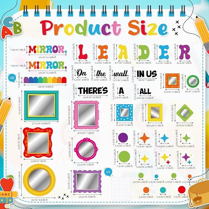 Honoson 59 Pcs Motivational Bulletin Board Set Mirror Mirror on The Wall There's a Leader in Us All Bulletin Board Cutouts Affirmation Station Classroom Decorations for School Classroom Wall Supplies