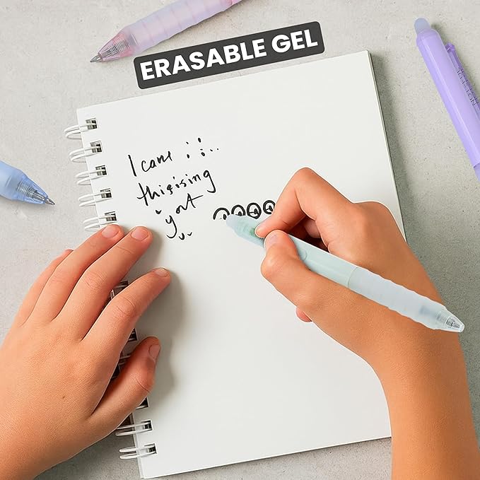 Retractable Erasable Gel Pens Clicker, Fine Point 0.7, Premium Comfort Grip for Smooth Writing Planner and School Supplies - Black (Pack of 8)