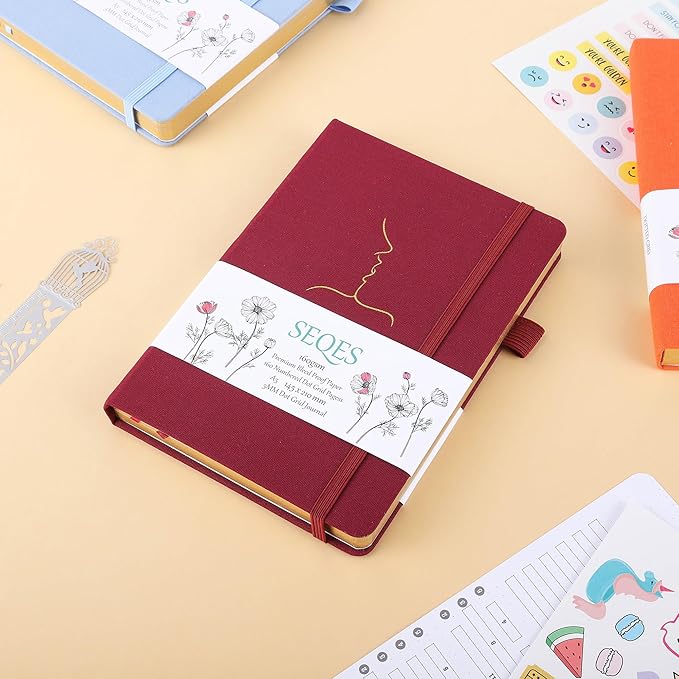 A5 Bullet Dotted Journal Notebook | 160gsm Thick Bleedproof Paper, Lay Flat Binding, 160 Numbered Pages | Hard Cover Dot Grid Notebook/Bullet Journals for Creatives & Professionals-KISS