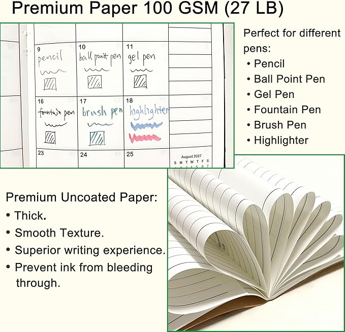 Monthly Planner 2026-2027, Large Kraft Paper Calendar for 24 Months, Jan 2026 – Dec 2027, Yearly Overview & Monthly & Important Dates & Line & Dotted, 100gsm Paper, Letter Size 8.5 x 11 in