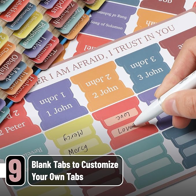 Mr. Pen- Bible Tabs, 75 Tabs, Elegant Rainbow, Laminated Bible Tabs for Women and Men, Bible Tabs for Study Bible, Large Print Bible Index Tabs, Bible Book Tabs, Bible Labels Tabs, Mr. Pen Bible Tabs