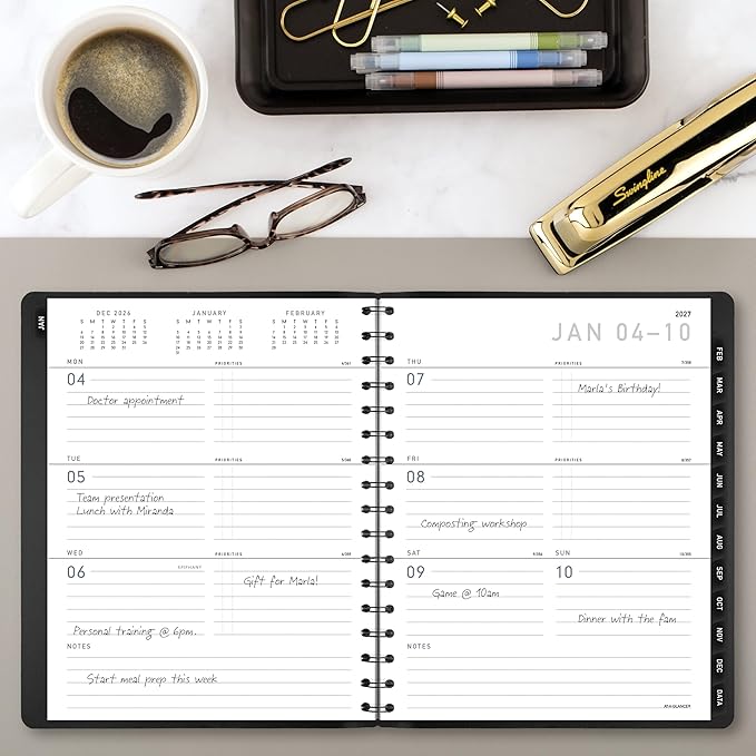 AT-A-GLANCE 2027 Planner, Weekly & Monthly, 7" x 8.75", Contemporary Lite, Black (70545X0527)