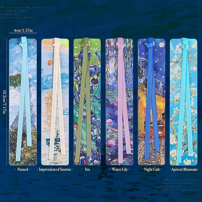 2Pcs Oil Painting Bookmarks for Women, Bookmarks Set for Book Lover, Book Marks for Reading, Vintage Book Marks for Kids Students Classroom Gift for Teacher Iris & Water Lily