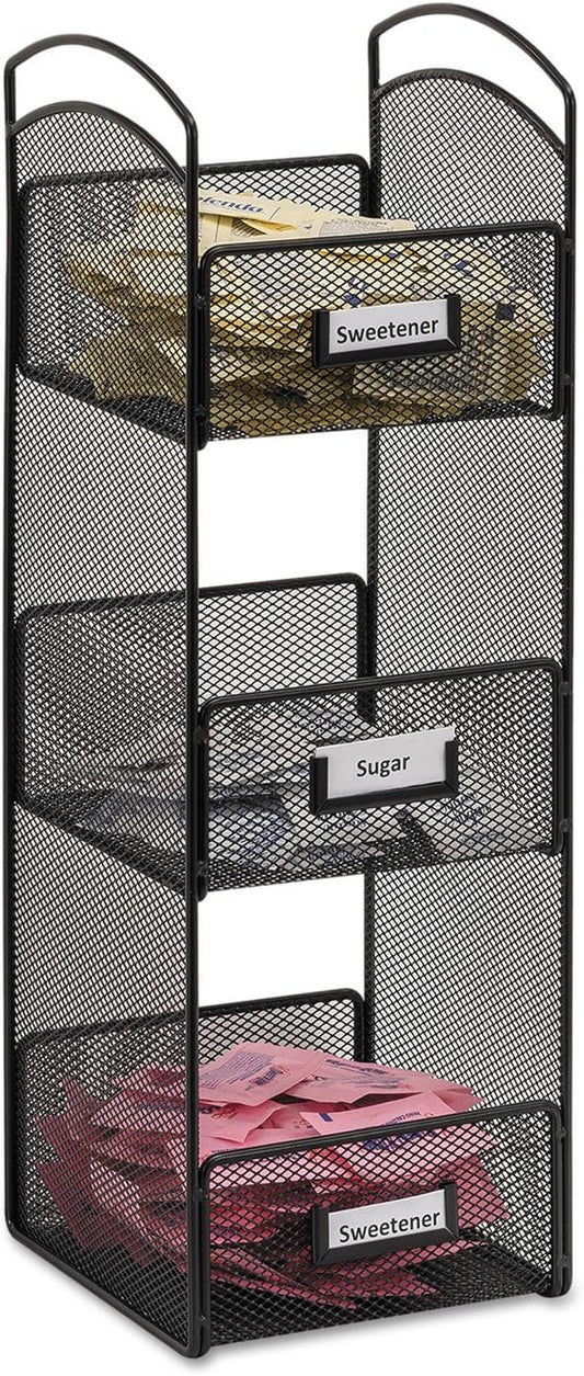 Safco 3290BL Onyx Breakroom Organizers, 3 Compartments, 6 x 6 x 18, Steel Mesh, Black