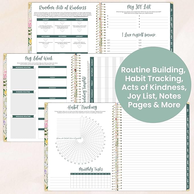 bloom daily planners HARDCOVER Planner 2025-2026 (8.5" x 11") Academic Year (July 2025 - July 2026) - Task Goal Organizer - Monthly & Weekly Inspirational Agenda Book - Garden Party, Beige