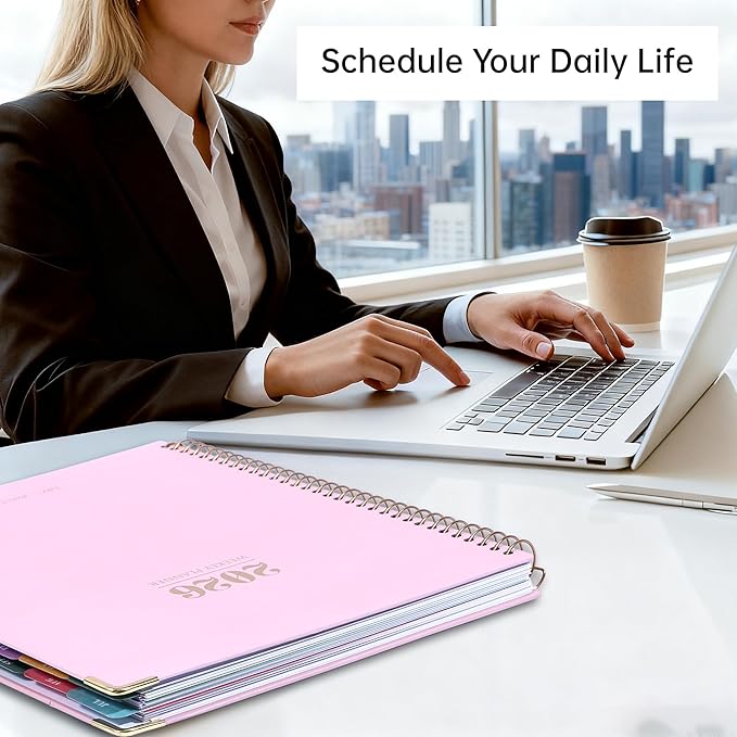 Yoment 2026 Planner Weekly and Monthly 8.5"x11" Large Hardcover Planner from Dec 2025 - Dec 2026 13 Months Calendar Academic Planners for Women Men Agenda Daily Weekly Yearly Planning with Tabs, Pink