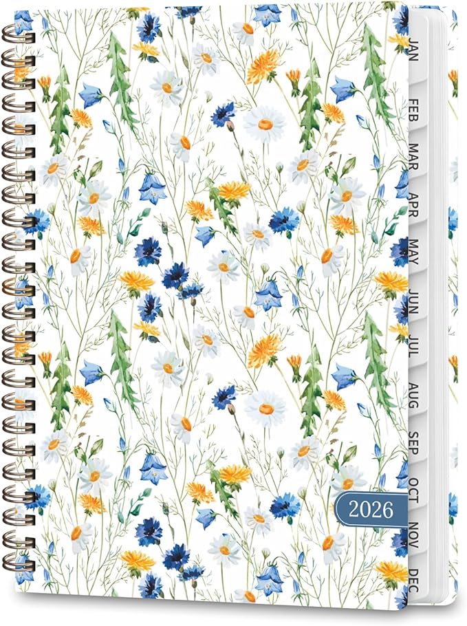 2026 Planner, Weekly and Monthly Calendar Planner, Academic Daily Agenda (Jan 2026 - Dec 2026), Hardcover Planning Notebook for Office Accessories and School Supplies, Scattered Flowers