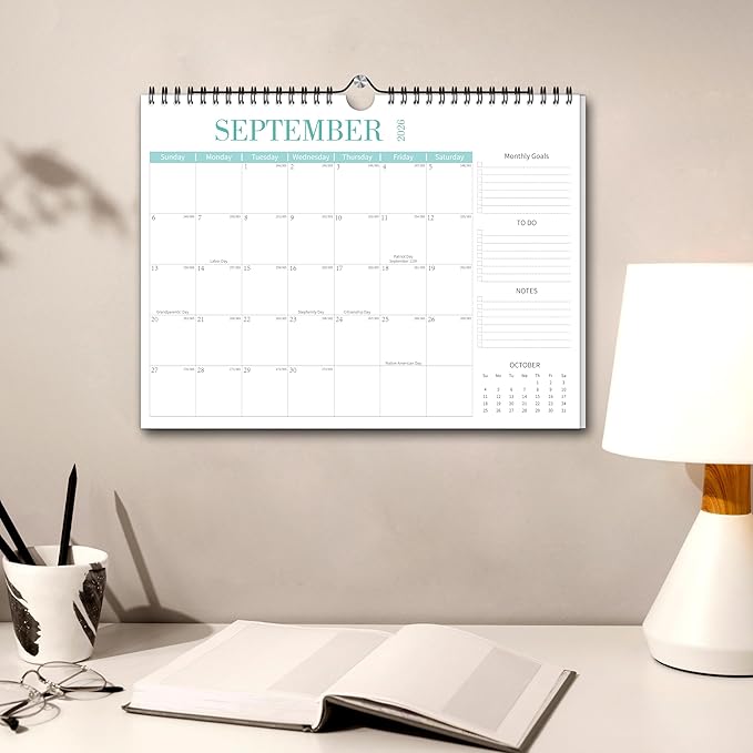 Aesthetic Wall Calendar 2026, 18 Monthly Horizontal Calendar January 2026 to June 2027, 14.5" x 11.5" Modern Wall Hanging Calendar for School, Home, Office for Monthly Organizing & Planning