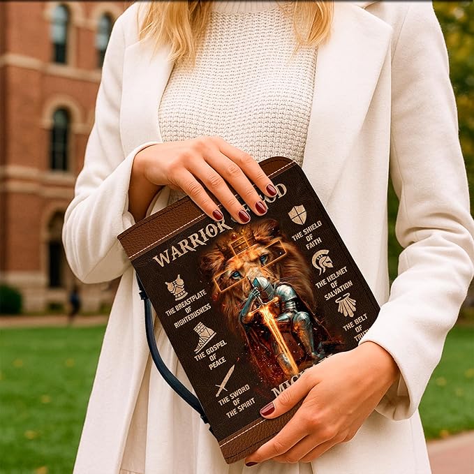 Personalized Man of God Bible Cover, God Says I Am Bible Case PU Leather, Bible Holder Handle Zipper, Faith Scripture with Name Case Bag, Religious Gifts for Church Christians Women Men (GOD-04)