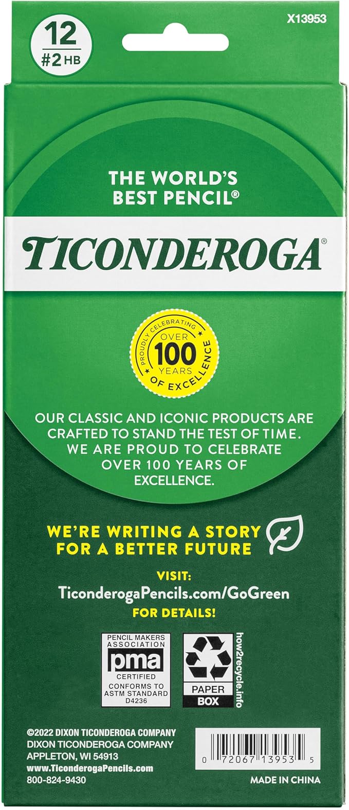Ticonderoga Pencils, Wood-Cased Graphite, #2 HB Soft, Black (13953) (Pack of 6, 72 Count Total)
