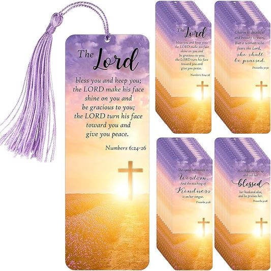 Chiisong 100 Sets Christian Bookmark for Women Bulk Religious Bible Verse Gift for Godmothers Day Christian Gift Inspirational Scripture Bookmarks with Tassel for Women Church Mom Mother
