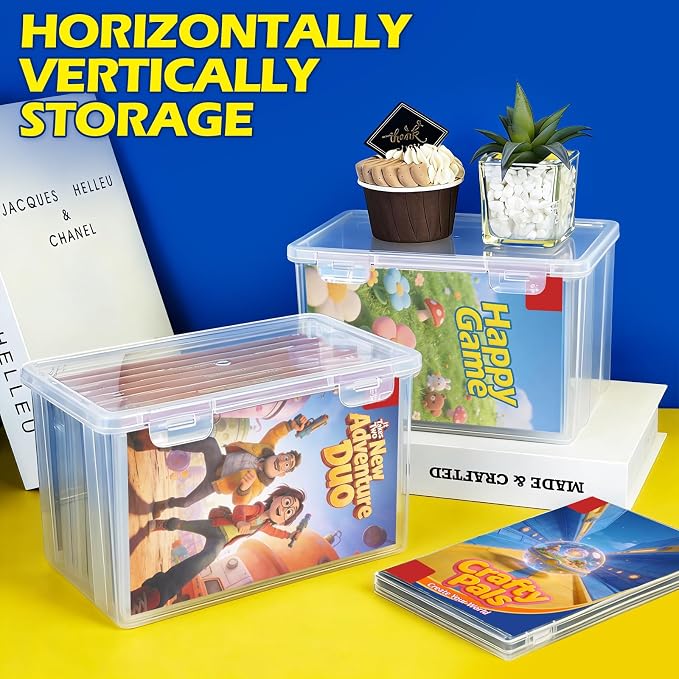 2 Pack Video Game Holder for Switch Game Storage Box Store 18 Cases, Media Storage Organizer, Clear Plastic Storage Box