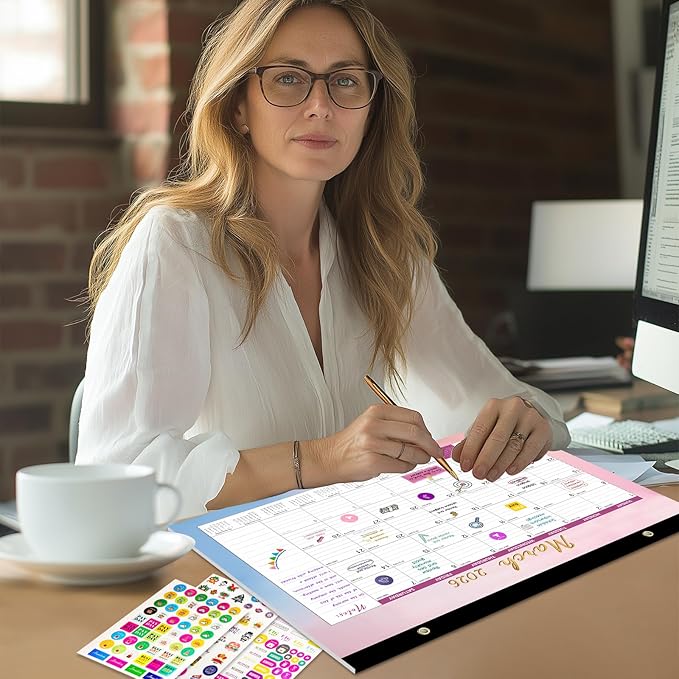 Gannyfer Desk Calendar 2026, Desk/Wall/Fridge 2026 Calendar, Use Now to Dec 2026, Magnetic Calendar for Refrigerator, 14" x 11", 18 Monthly Yearly Small Calendar 2025-2026 for Office, Home or School (3 Stickers)