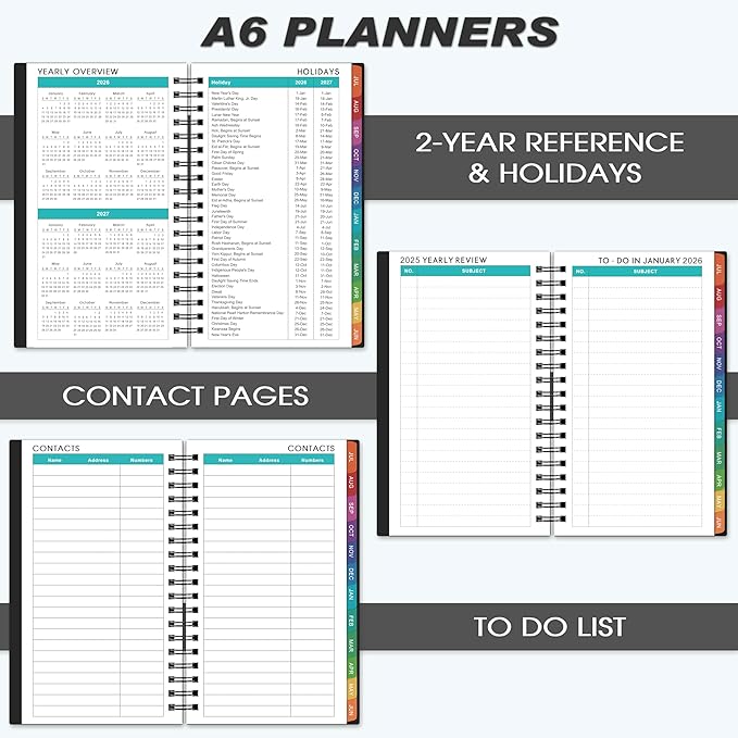 2026-2027 Pocket Calendar/Planner - Weekly & Monthly Pocket Planner for Purse, Jul. 2026 - Jun. 2027, 6.8" x 4.1", Strong Twin - Wire Binding, Plastic Cover