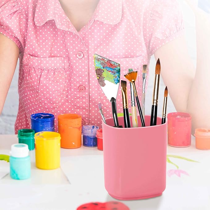 Acrimet Jumbo Pencil Holder, Pen Cup, Caddy Super-Sized Desktop Organizer for Students, Artists and Professionals (Plastic) (Solid Pink Color)