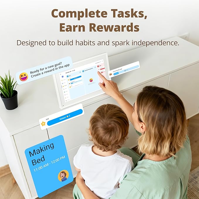 Digital Calendar Touch Screen 10 Inch, Electronic Calendar Chore Chart for Family Monthly/Weekly/Daily Planner, Smart Calendar for Home Organization, Desk Mount and APP Control