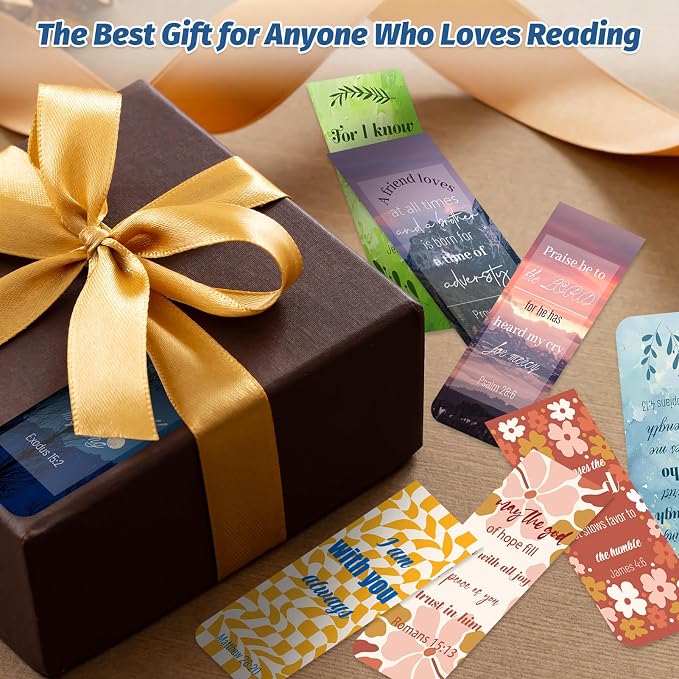 48 Piece Bible Verse Magnetic Bookmarks - Christian Scripture Inspirational Book Marks with Boxes - Religious Motivational Book Marker Prayer Page Clips for Women & Men Reading Gifts (Unique Style)