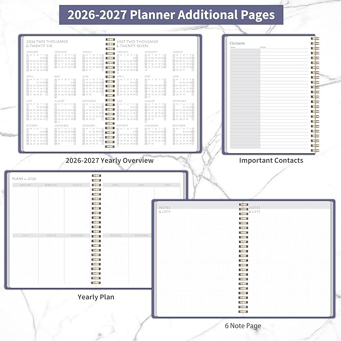 2026-2027 Monthly Planner - 2 Year Monthly Planner 2026-2027, Hard Cardboard Cover, Jan 2026 - Dec 2027, 7.5" x 10", 2 Year Calendar with 24 Month, Twin-wire Binding, Note Pages