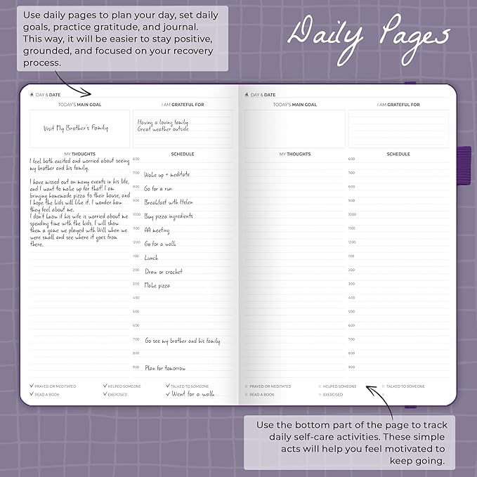 Clever Fox Addiction Recovery Journal Large – Guided Sobriety Workbook for Alcohol, Drug, Gambling, Eating & Other Addictions – Daily Planner to Support Recovery Progress, 8.3x11” (Purple)