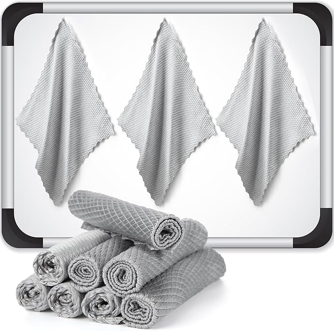 Fanfanwin 8 Pcs 10" x 10" Magnetic Cleaning Cloth Dry Erasers for White Boards Extra Strong Magnetism Microfiber Eraser for Blackboards Classroom Home Reusable Washable (Fish Scale Cloth)