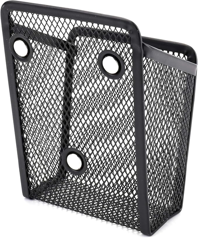 Jucoan 4 Pack Magnetic Pen Pencil Holder, Metal Mesh Magnetic Locker Organizer Pen Cup Baskets for Whiteboard Refrigerator Locker Metal Cabinet School Home Office Supplies