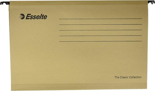 Esselte Classic – Pack of 50 Suspension File Reinforced with Transparent Plastic Visor – Natural