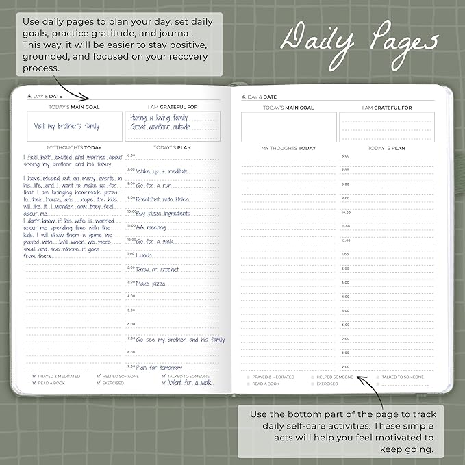 Clever Fox Addiction Recovery Journal – Addiction Treatment Planner & Workbook – Daily Sobriety Journal for Recovery Progress, A5 (Cypress)