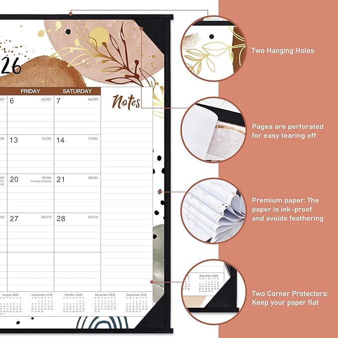 2026 Desk Calendar - Large 2026 Desk Calendar 22'' x 17'', Jan 2026 - Dec 2026, 12 Months Calendar 2026, Desk Pad, Large Ruled Blocks, Notes Section, Great Desk/Wall Calendar Organizer