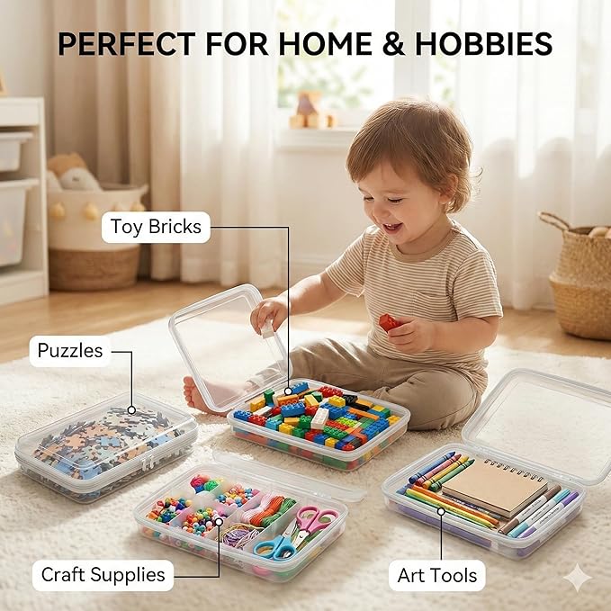 3PCS Clear Hard Shell Zipper Case, Durable Waterproof Transparent Storage Organizer Bins with Smooth Premium Zipper, Visible Design for Craft Supplies, Travel & Toy Storage