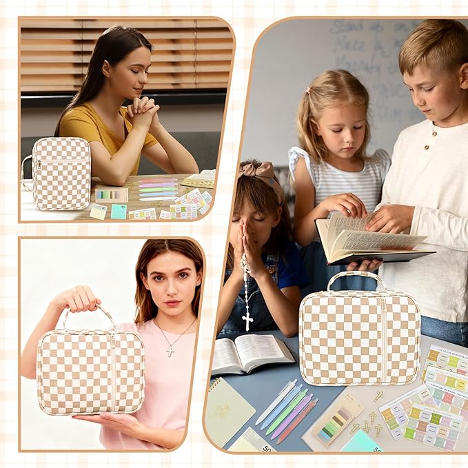 Yellow Bible Cover Case for Women Large Bible Cover Bag Bible Study Supplies Accessories Bible Journaling Kit for Girls Women