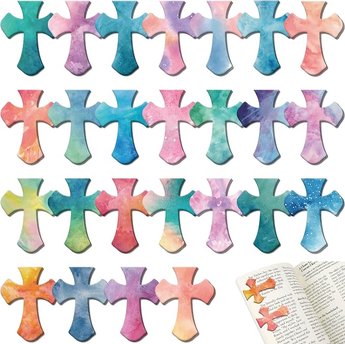 50Pack Magnetic Bookmarks Christian Bookmarks Bulk Cross Bible Bookmark for Reading Women Men Kids Book Lovers Gifts, Religious Magnet Bookmark Clips Cute Personalized Book Markers (Watercolor-P)