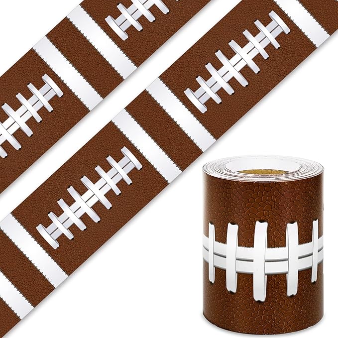 Whaline 32.8 Ft Rugby Bulletin Board Borders Football Patterned Die-Cut Trim Border Roll for Back to School Classroom Office Chalkboard Decoration