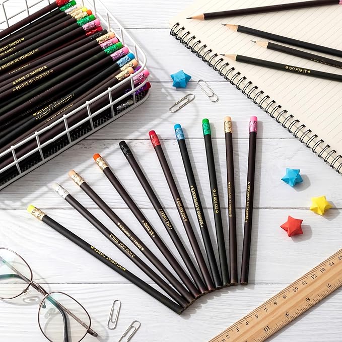 Eersida 80pcs Color Changing Mood Pencils Fun Pencils Bulk for Kids Students Motivational Pencil 2B Assorted Thermochromic Pencil with Eraser (Positive)