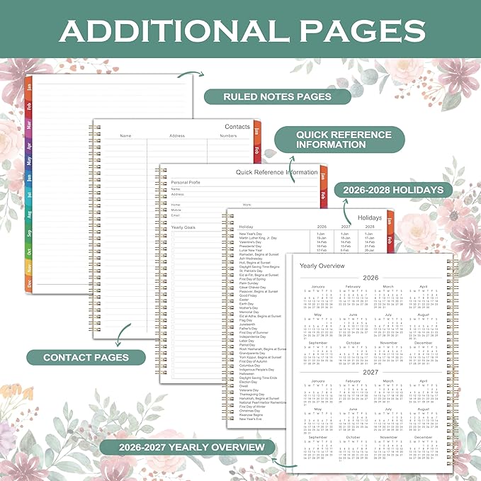 2026 Planner - Jan. 2026 - Dec. 2026, 8.5" x 11" Planner Weekly and Monthly, Calendar Planner 2026 with 3 Interchangeable & Waterproof Covers, 12 Monthly Tabs