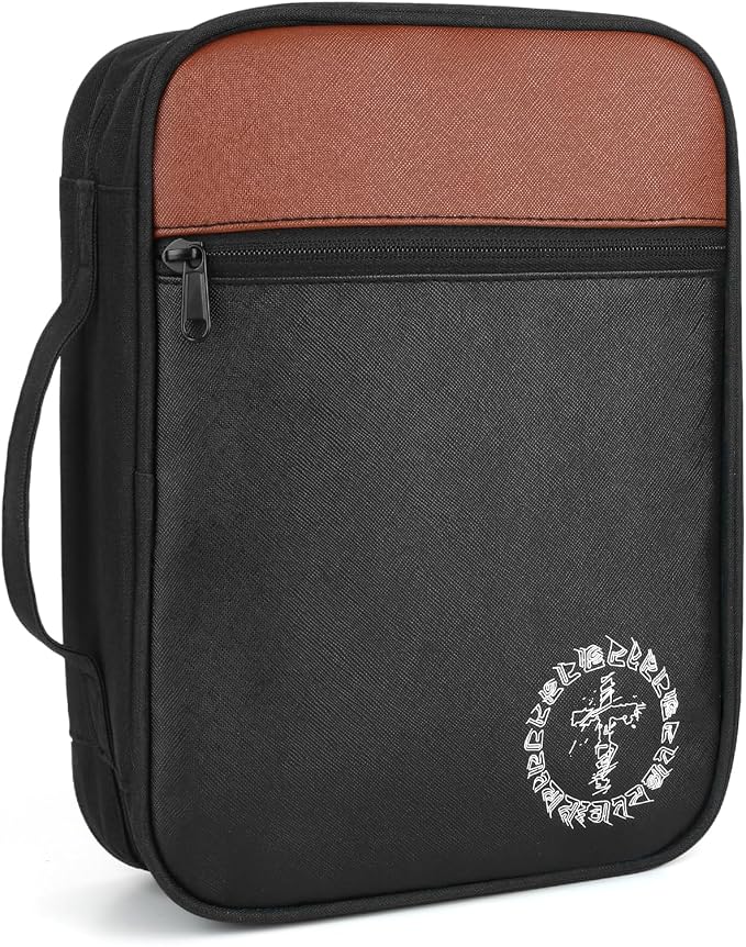 CDBXPRG Bible Cover, Bible Carrying Book Case for Women,Protective Church Organizer Holder Bag with Handle Pockets,Christian Gift for Girls Boy and Men Brown