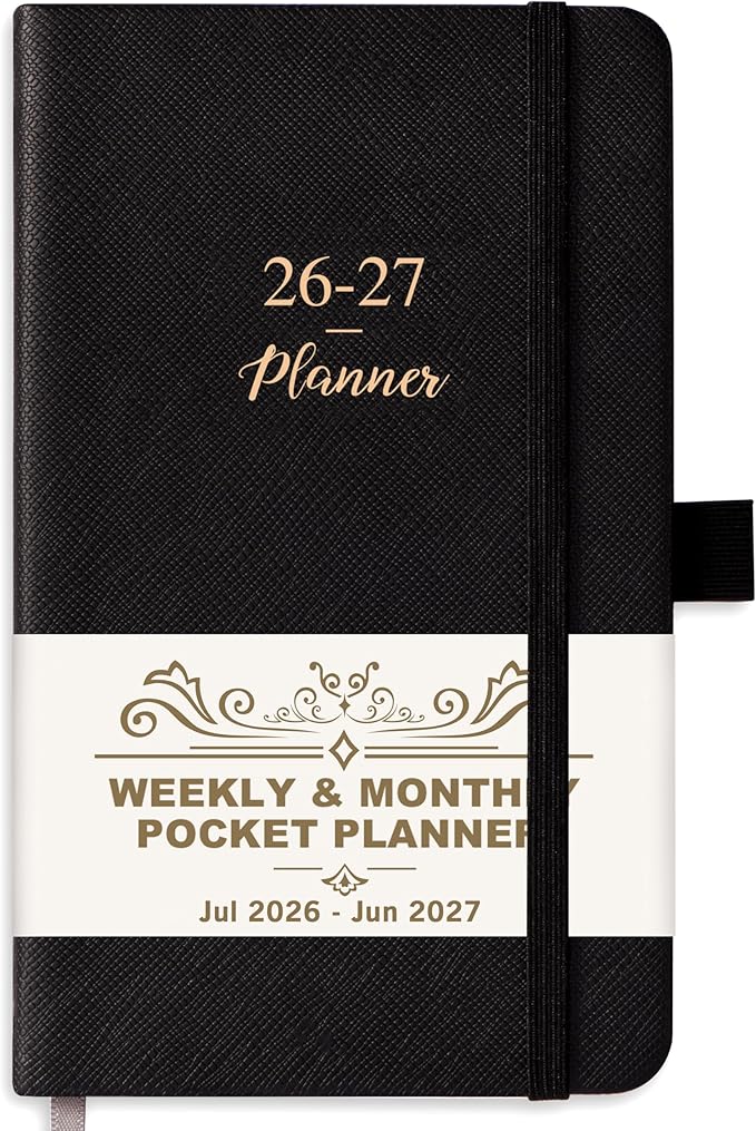Pocket Planner 2026-2027, Jul 2026 - Jun 2027, Academic Planner 2026-2027, Weekly & Monthly Calendar, 6.3''×3.8'', Pen Loop, Back Pocket, Elastic Closure, Note Pages