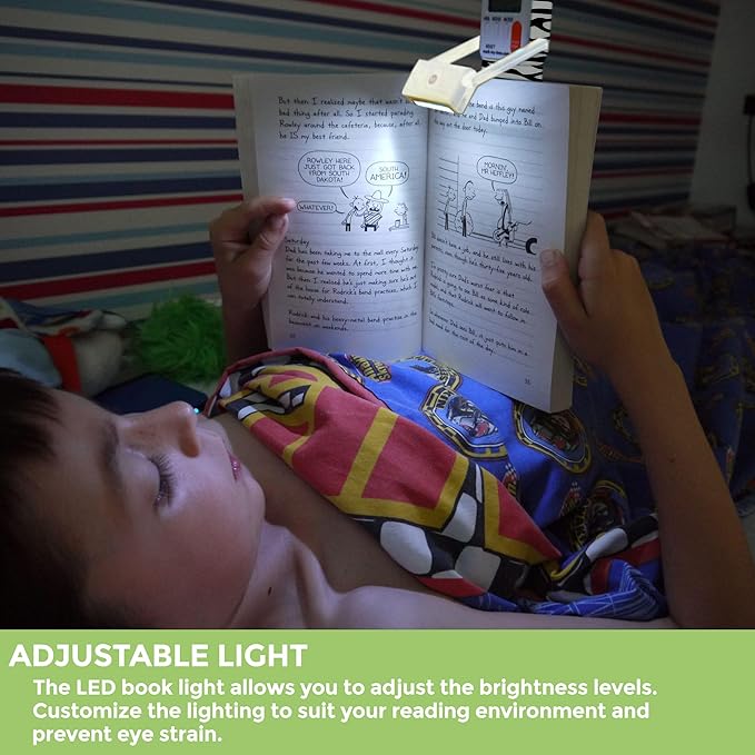 Mark-My-Time LED Book Light with Digital Bookmark and Reading Timer - Fun Reading Anywhere - Zebra