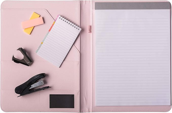 Deluxe Organizer Padded Padfolio, Portfolio Business Document Case with Ruled Letter-Size Perforated Writing Pad