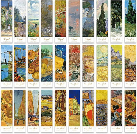 Doraking 30PCS Van Gogh Art Works Paper Bookmarks for Book Lovers, Boxed Famous Print Bookmarks Set (Painting)