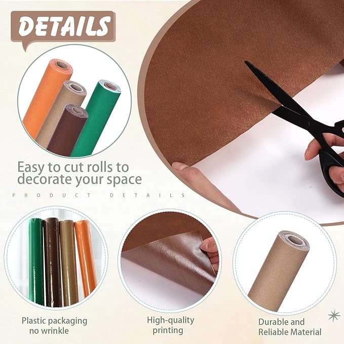 Skyygemm 4 Rolls Colored Bulletin Board Paper Nonwoven Craft Waterproof Fade Resistant Bulletin Board Paper Roll Bulk for Fall Art Decor Drawing Craft Painting(Boho Color,1.3 x 20 ft)