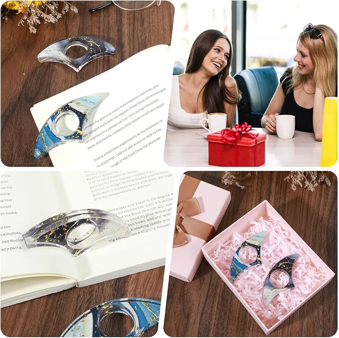 Ouligay 2 PCS Book Page Holder Book Thumb Page Holder for Thumb, Books Marks for Reading Accessories Dried Flower Resin Transparent Bookmark for Women Best Friend Books Lovers Teacher Readers