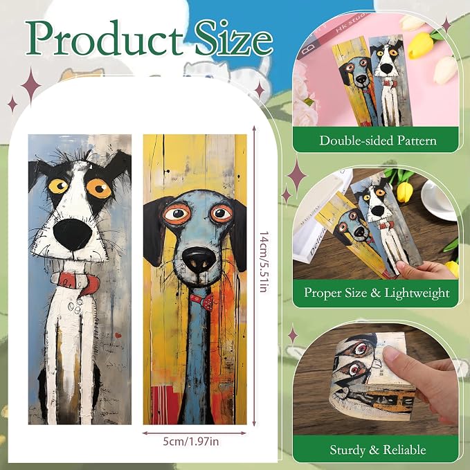 Wxiben Funny Dog Bookmarks Gifts - 120 Pcs Cartoon Puppy Dogs Bookmarks Paper Pet Book Marks Animal Page Marker Clip for Women Men Students Bookish Teacher Book Lovers Teens Reading Party Favor