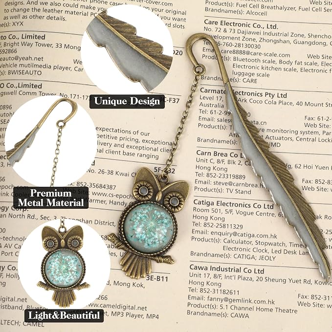 Jeffdad Fantasy Luminous Glow in The Dark Bookmark Gifts for Women Girls - Bronze Owl & Butterfly