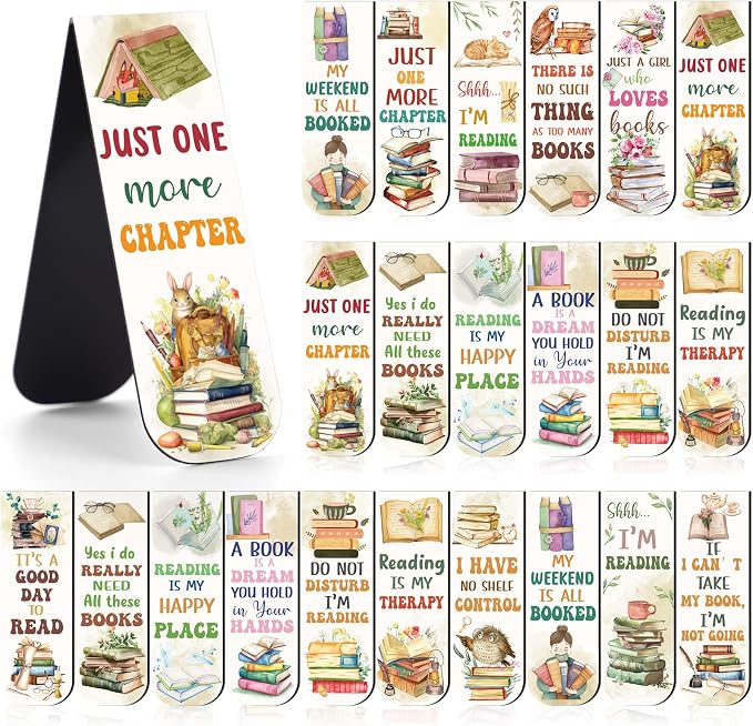 Book Lovers Magnetic Bookmarks - 30 PCs Watercolor Book Marks for Reading Women Bulk Aesthetic Page Markers for Kids Bookish Student Teacher School Office Club Accessories Birthday Gifts