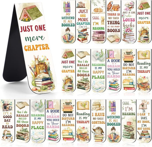 Book Lovers Magnetic Bookmarks - 30 PCs Watercolor Book Marks for Reading Women Bulk Aesthetic Page Markers for Kids Bookish Student Teacher School Office Club Accessories Birthday Gifts