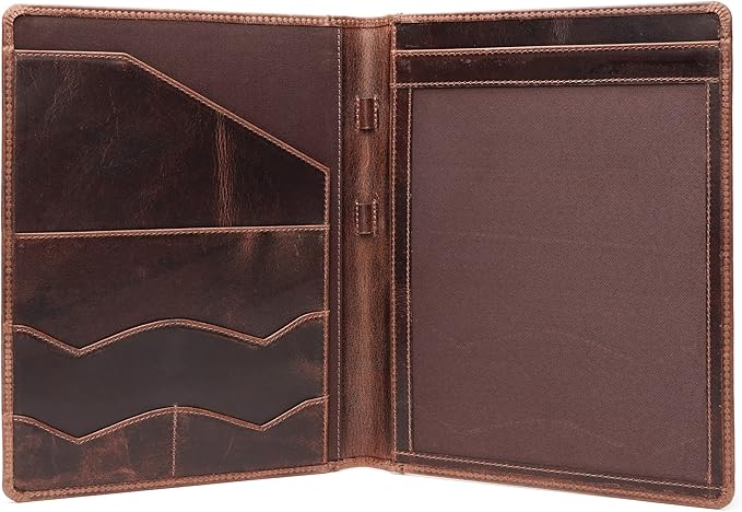 Leather Portfolio Binder, Professional Organizer Padfolio – Resume Folder, Business Card & Document Holder, Portfolios for Men & Women, Office & Business Supplies by LushLuxeoria | (Small - Brown)